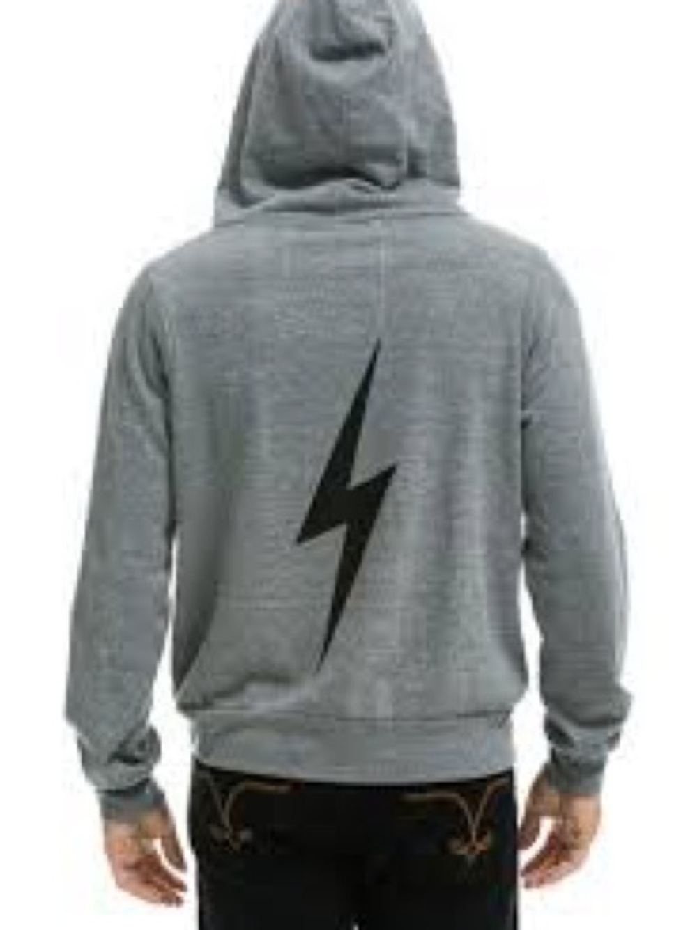 Aviator Nation Lightning Bolt Hoodie Gray Size Large